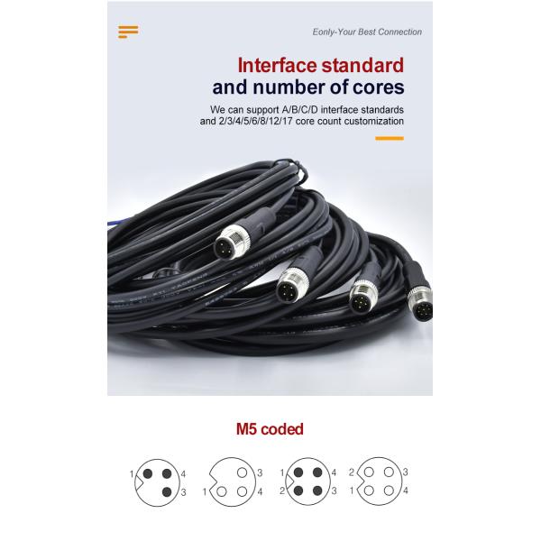 M8 Waterproof Connector a Type 5-pole Waterproof Automotive Sensor M8 Connector Manufacturer Support Customization