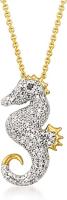 Ross-Simons 0,25 ct. t.w. Preto Diamond Accent de Diamond Seahorse Pendant Necklace With no ouro 18kt
