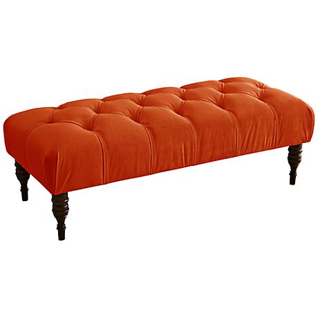 Indoor Ottoman Bench Upholstered Velvet Pink Red Green