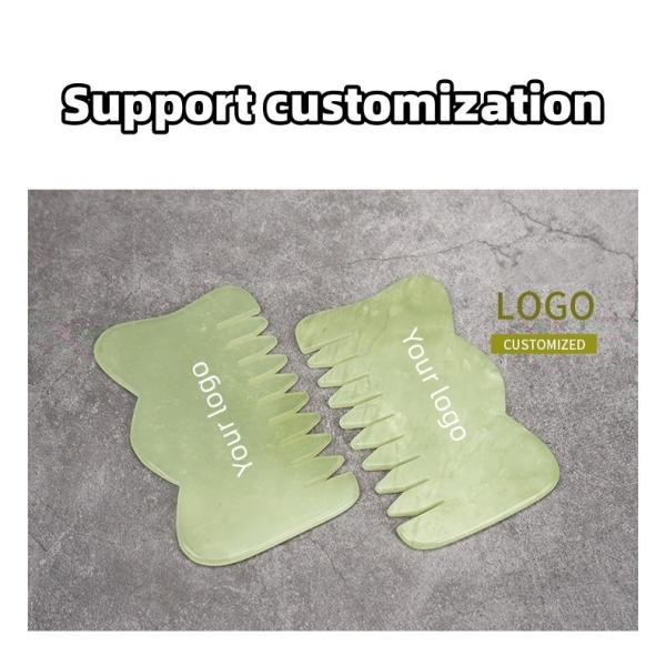 Customized Logo Availabled M Shape Jade Gua Sha Stone Head Massager for Hair Health Care and Scalp Massage in Salon Beauty