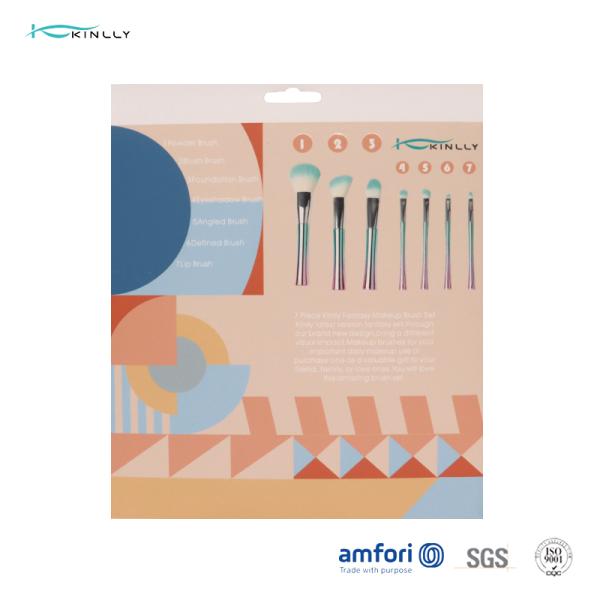 Conception cosmétique de marque de distributeur de brosse de lecture de maquillage de poignée en plastique d'arc-en-ciel de 7 PCS