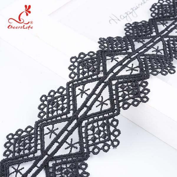 Вышивки пряжи молока цены по прейскуранту завода-изготовителя 4.5Cm Cheerslife граница ленты отделки шнурка расстворимой в воде химической черная для Diy