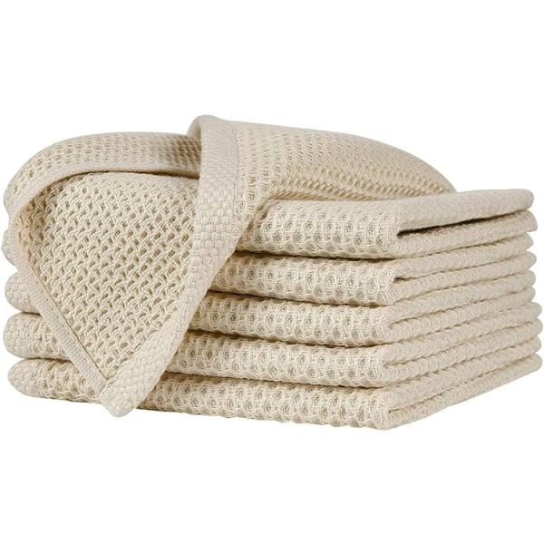 Cotton Waffle Weave Kitchen Dish Cloths Absorbent Quick Drying 12x12 Inches