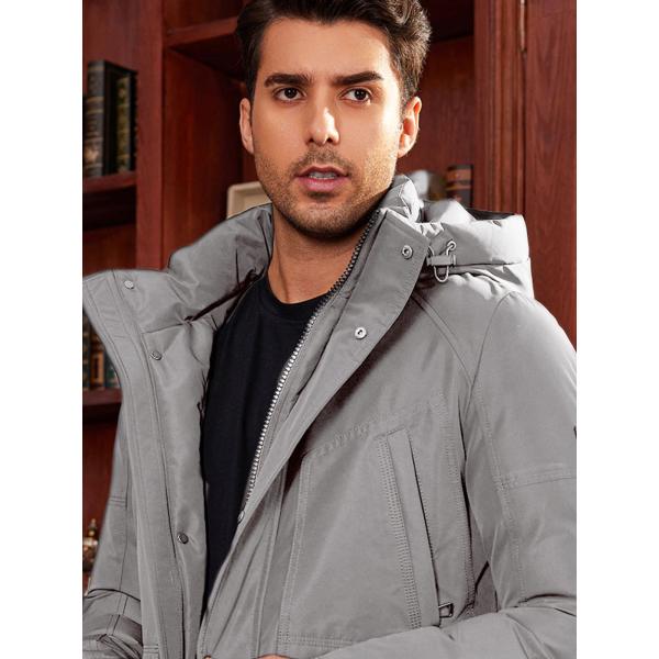 Business Elegance Long Detachable Hood Winter Thickened Jacket Men Winter Proof Water Proof