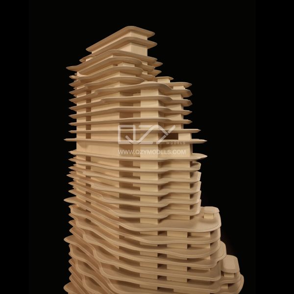 1:200 Scale Handmade Solid Wood Architectural Concept Model with Realistic Detail