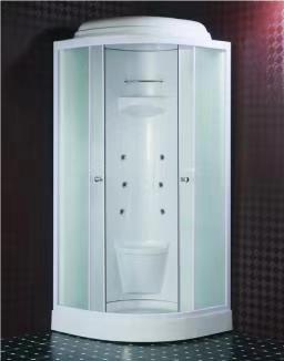 Modern Tempered Acid Glass White Sliding Door Shower Room Sector Tray