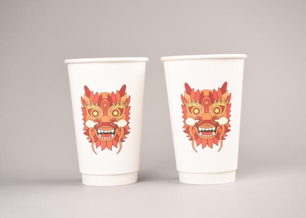 16oz Coffee Design Air-Pocket Insulation Double Walled Hot Paper Cups