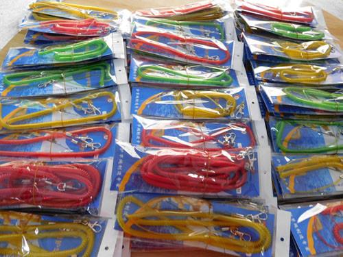Standard poly bag package colors fish spring coiled lanyards to prevent acidental loss