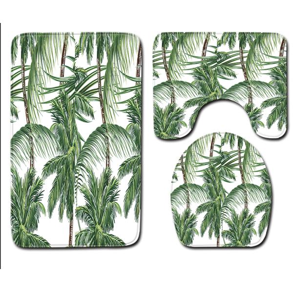 Washable 3 Piece Toilet Mat Set Sea And Sand Beach Scene Bath Mat