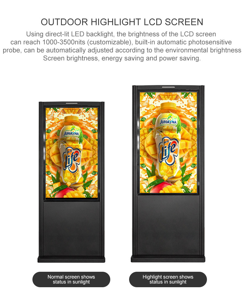 Горизонтальный Signage LCD водоустойчивый на открытом воздухе цифров предохранения от молнии
