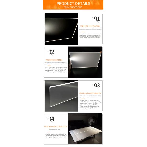 92% светопроницаемость LGP акриловый лист с химической стойкостью для светодиодов