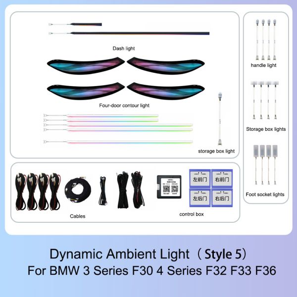 CF Dynamic RGB Mood LED Upgrade Kit for BMW 3 & 4 Series with Plug-and-Play Installation and Vehicle-Specific Design