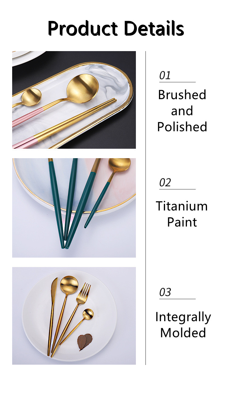 Flatware кухни черного золота SS304 устанавливает нержавеющую сталь набор Silverware 6 частей
