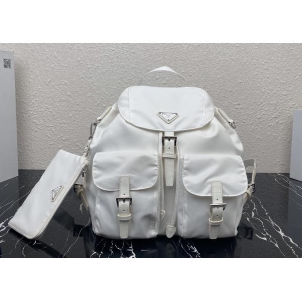 Detachable Small Blue 30cm Womens Nylon Backpack Triangle Logo