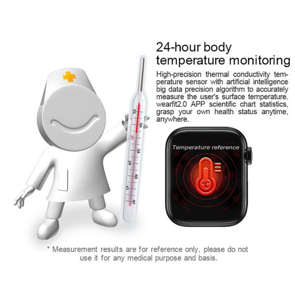 Smartwatch термометра температуры тела W58 ритмоводителя ECG шагомера дозора фитнеса водоустойчивый PRO