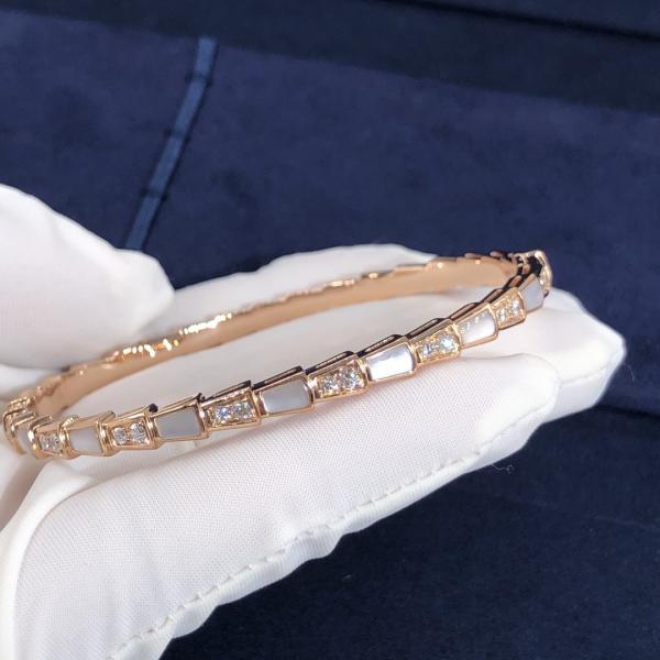 Elegant i 18k Gold Serpenti Viper Bracelet  White MOP Natural Diamonds Real Gold Real Diamonds