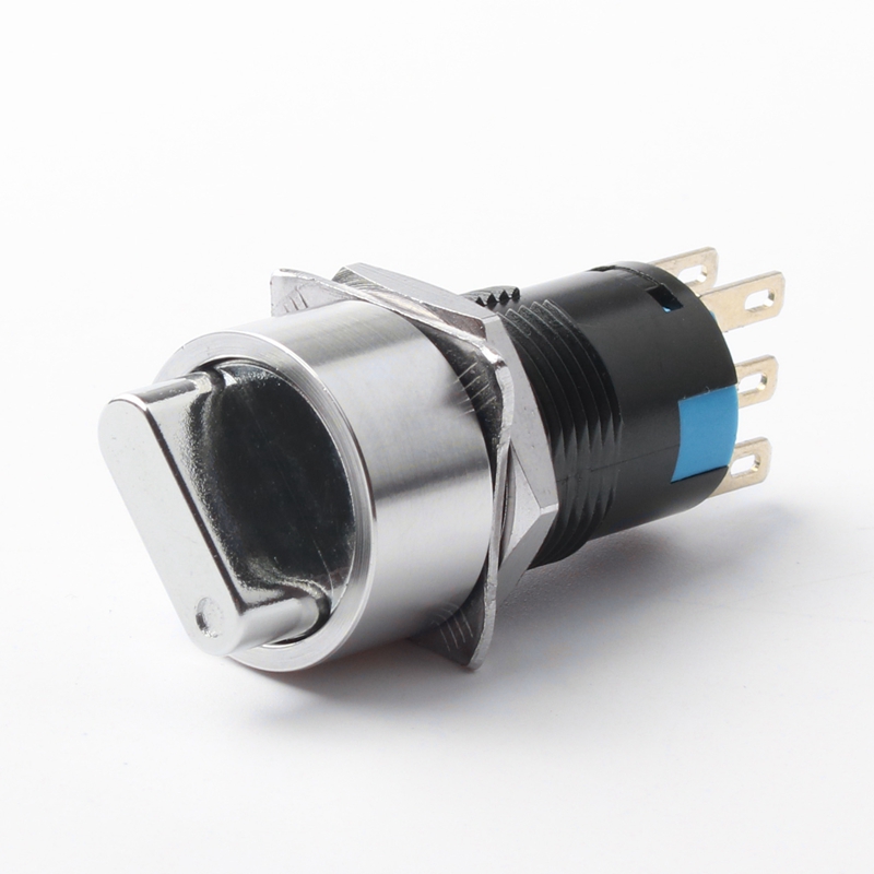 16mm IP66 IK09 Stainless Steel Rotary Switch 5A 250V 3 Position Push Button Latching Operation 2NO2NC Function Industrial