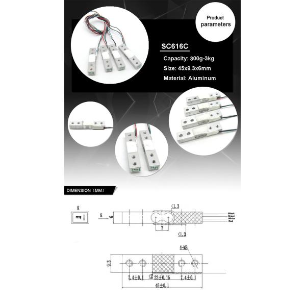 Célula de carga de galga extensométrica mini electrónica de escala IP65, salida mV/V, miligramo, 0.3 kg, 1 kg, 2 kg, 3 kg