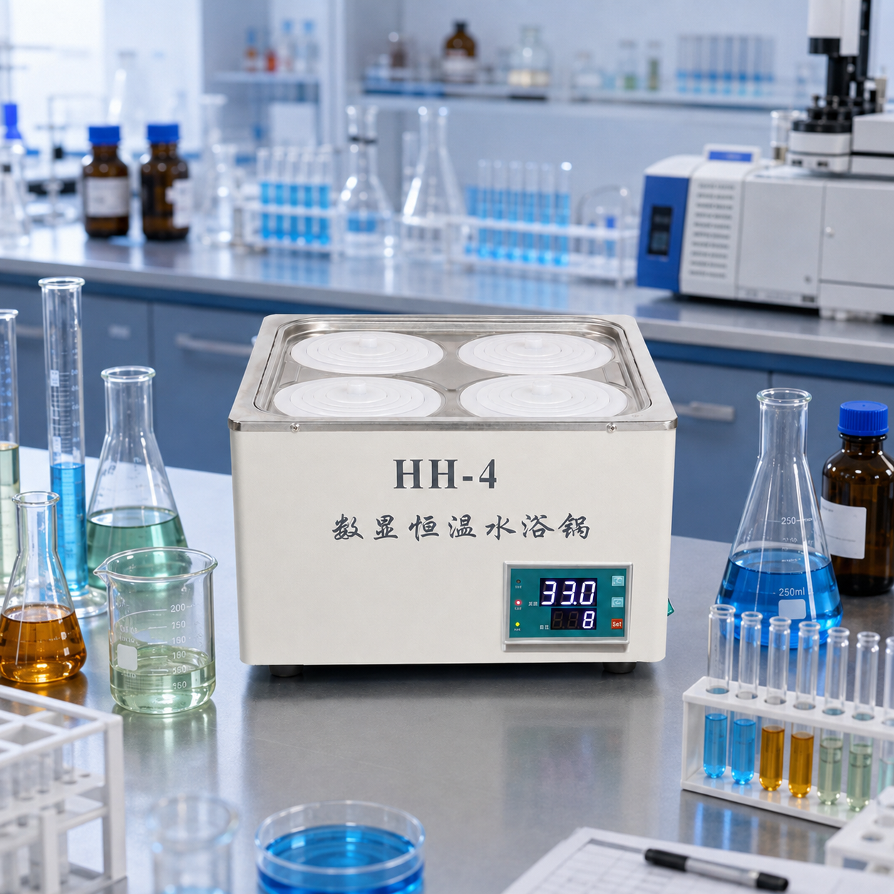 Cenlee Four-Hole PID Digital Thermostatic Water Bath 100°C 800W for Biology Sample Warming and Incubation