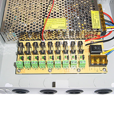 9-Channel 12V DC 10A Regulated Power Supply for CCTV System