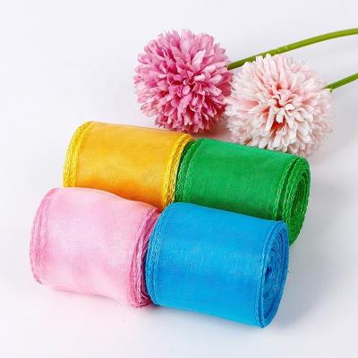Organza Wired Sheer Ribbon Valentine's Day Wired Edge Ribbon 2.5 Inch Sheer Craft Ribbon