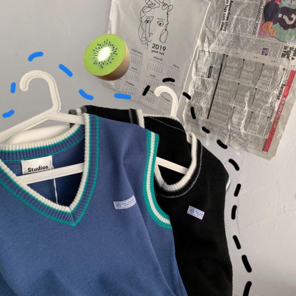 Custom Graphic Sleeveless V Neck Sweater Vest Pullover 55% Acrylic Fibers 45% Cotton