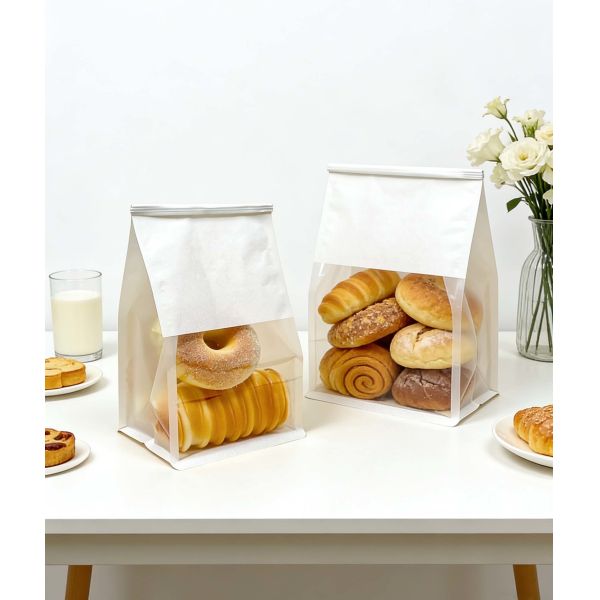 Recycle Plastic Transparent Bread Baguette Bag with Customized Strap