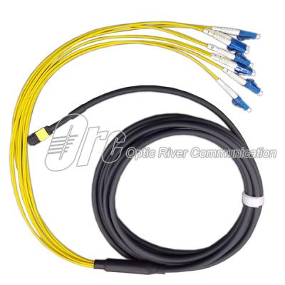 Cabo amarelo Singlemode da fuga do núcleo MPO do cabo de fibra ótica 8 ao LC