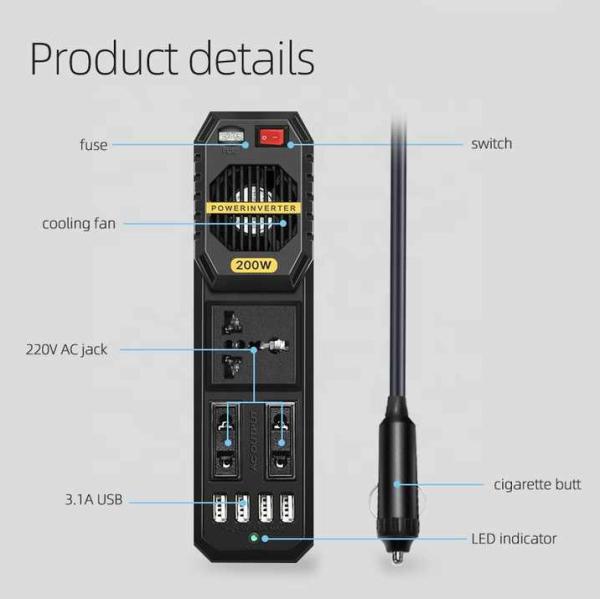 Hybrid Car Inverter Car Inverter 12V-220V Cigarette Lighter Converter 12V To 220V Car Power Inverter