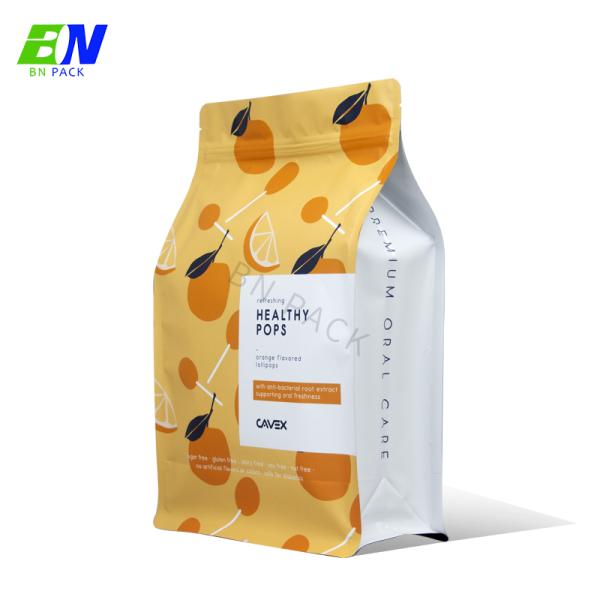 Coffee Bags  8 sides sealed Flat Bottom Pouches  craft paper/PLA With Zipper top