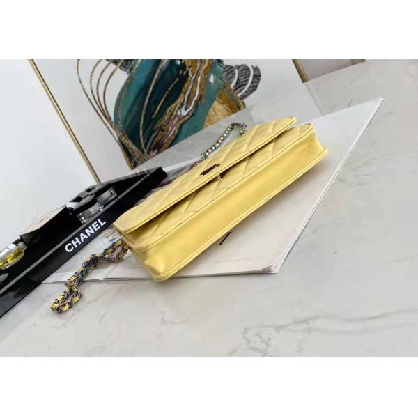 Inclined Shoulder Cowhide 19cm Luxury Brand Wallet With Chain