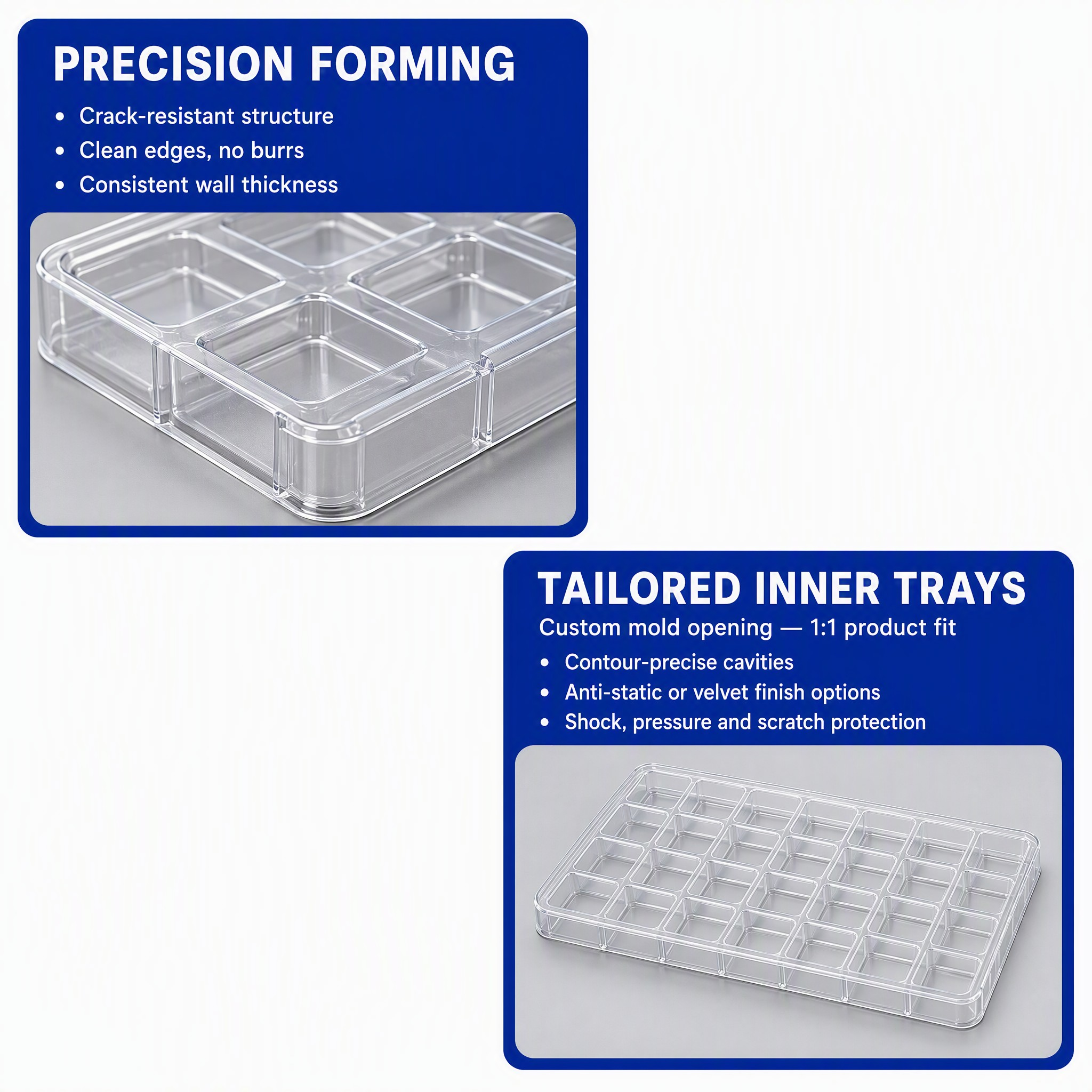 Transparent Recyclable PET Sheet Formed Tray for Hardware Goods Crystal Clear Display Packaging Vacuum Blister Box