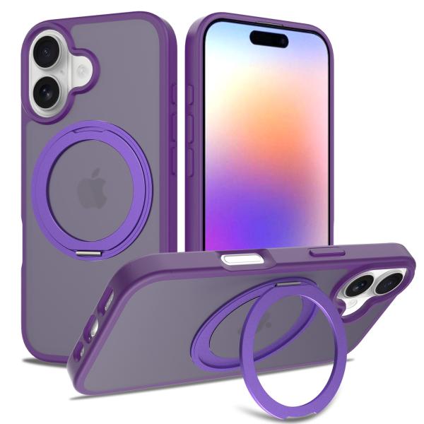 Customized Apple 17 Mobile Phone Case With Stand 360 Rotation IPhone16pro Magnetic Anti-Fingerprint Skin-Feel Mobile Phone Case