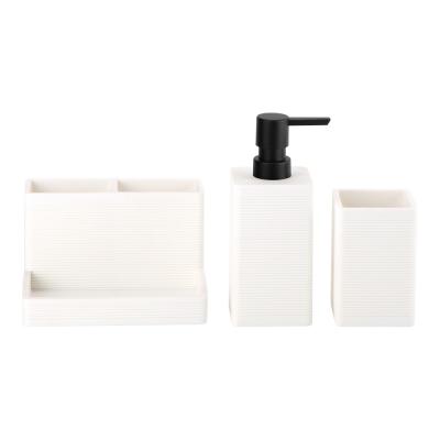 3pcs de pedra de areia branca conjunto de banheiro quadrado forma linha de círculo distribuidor de sabão líquido bomba de loção garrafa bomba