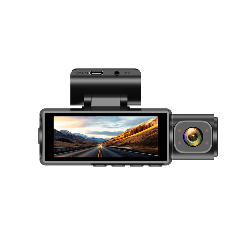 Three Channel Car Dash Cam Front Inside Rear Dual 1080P 4K Built in WiFi GPS