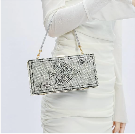 pearl&she Diamond Women Evening Handbags Purse Minaudiere Clutch Bag,Stack of Cash Dollars Crystal Clutch Purses