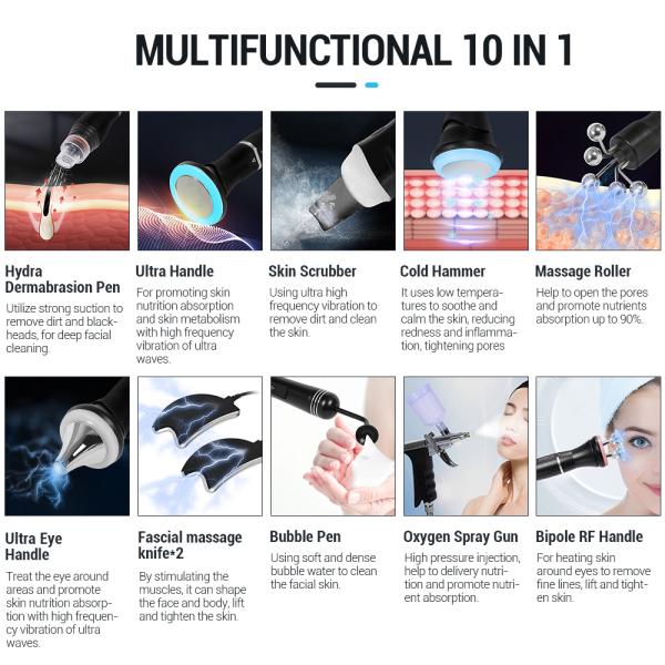 Portable Hyro H2o2 Small Bubble Hydra Aqua Peel Facial Machine 10 in 1