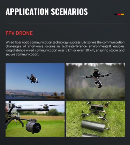 Stable 30KM Fiber Communication Kit Drone-mounted Reel Military-spec Materials Custom Length Options For High-EMI Zones