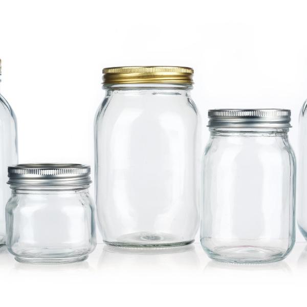 Custom Luxury 16oz Round Clear Glass Jar With Lid Storage Glass Mason Jar (Jar de vidro redondo transparente com tampa de armazenamento)