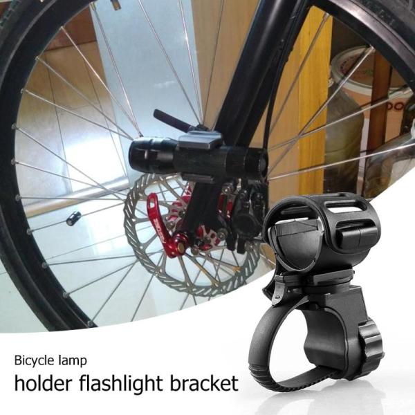 360 Degree Rotatable Front Light Clip Clamp for Bicycle Black Rubber ABS Construction