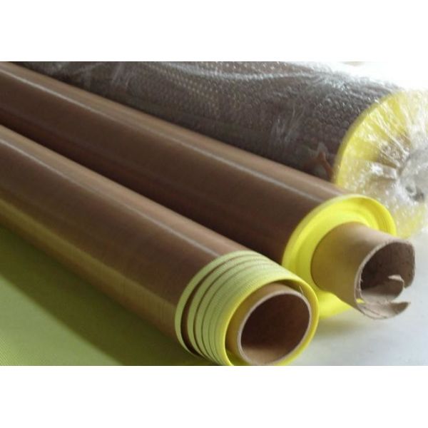Beige Adhesive PTFE Coated Fiberglass Fabric with Smooth Surface and Aging Resistance for High-Temperature Applications