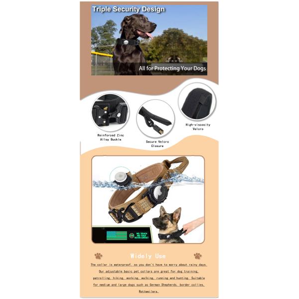 Dog Collar Eco Friendly Nylon Adjustable Pet Collars with Air Tag GPS Tracker Dog Leads