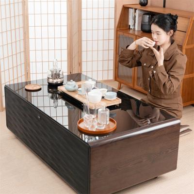 Living Room Furniture Coffee Table with Kettle Digital Display and Mini Refrigerator