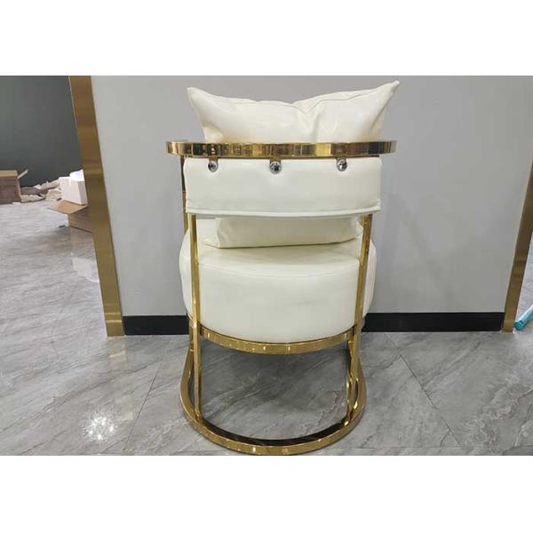 Gold Plated Ergonomic Backrest Leather Upholstered Dining Chair With Armrests