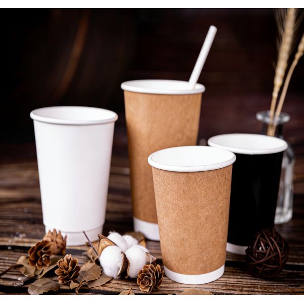 Double Wall Paper Cup with PE/PLA/Aqueous Dispersion Coating in 4oz to 20oz Capacity