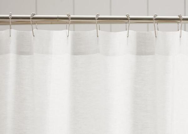 Customized Pure Linen Ruffle Shower Curtain HandMade White / Gray / Flax