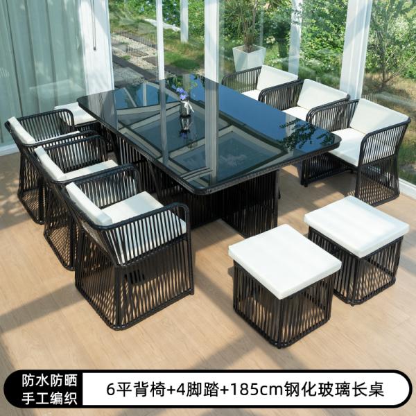 Outdoor Rattan Table and Chair Set – Garden Patio Furniture for Terrace, Open-Air Leisure, Waterproof & Sunproof.