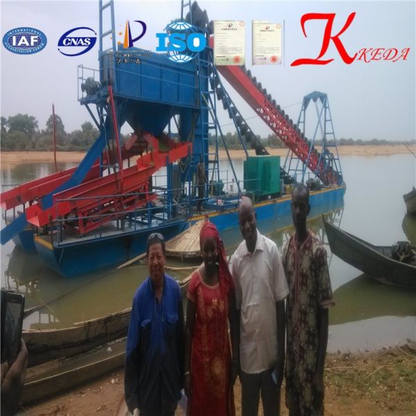 Gold Gravity Chain Bucket Dredger with 12m Dredging Depth 10/8 Inch Pump