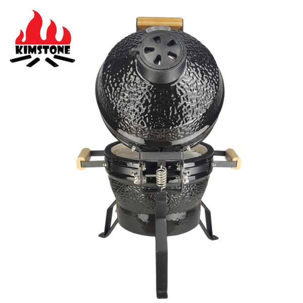KIMSTONE Red Small  Egg Shaped  Indoor Charcoal Ceramic Table  Bbq Griller ,stainless Steel Table Kamado