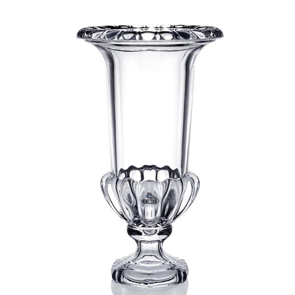 Crystal Flower Glass Vase Decorative Clear Glass Footed Vase